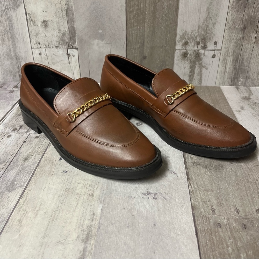 NWOT Asos Brown Chain Loafers Size 8 - Picture 2 of 10
